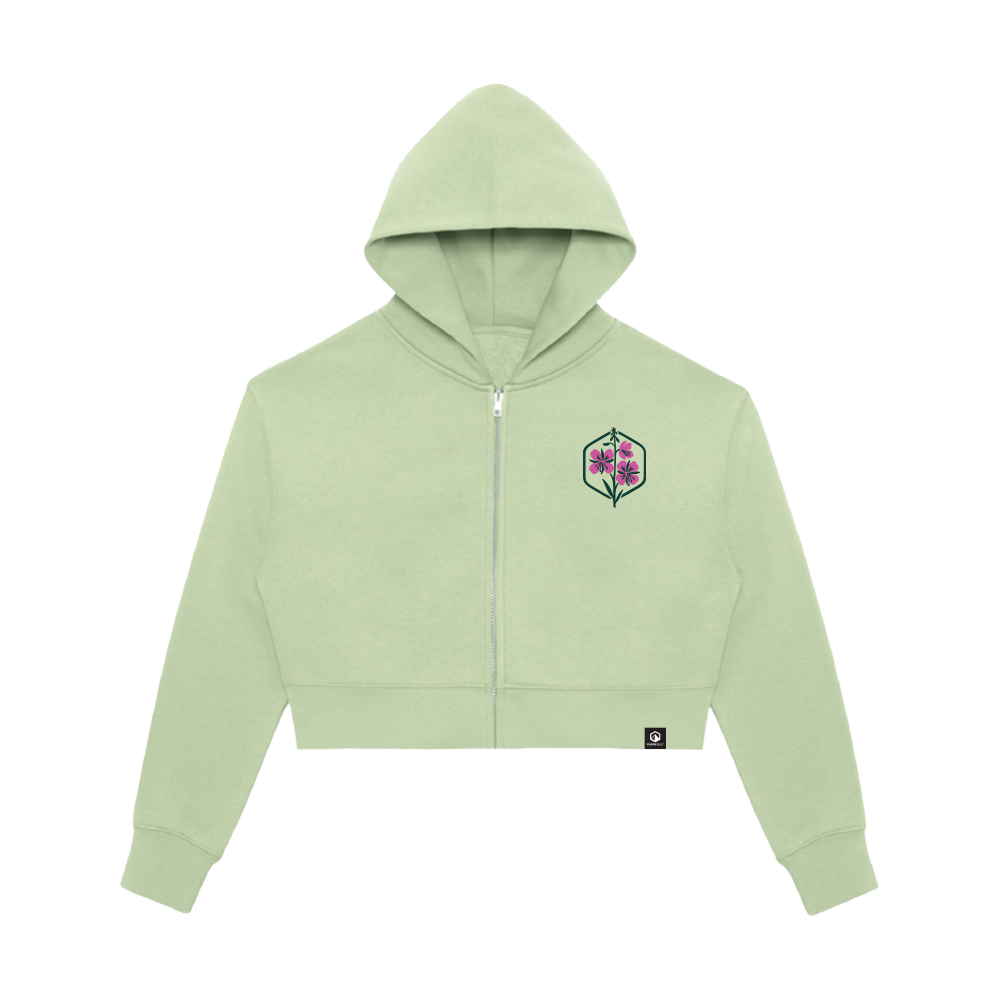 Womens Fireweed Full-Zip Crop Hoodie - Lichen