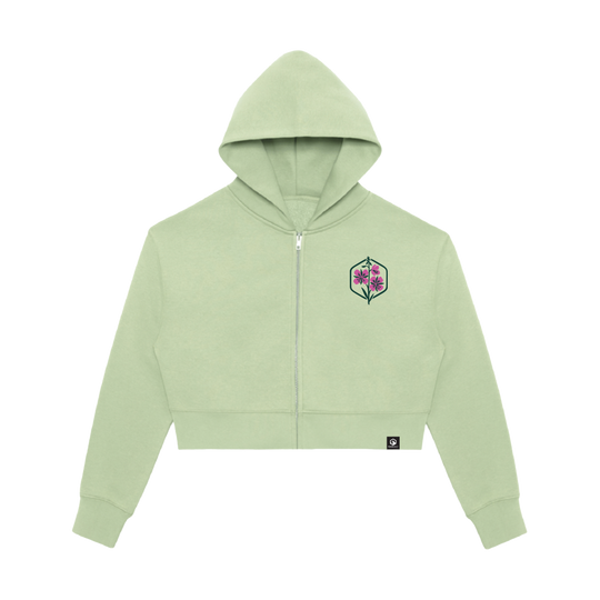 Womens Fireweed Full-Zip Crop Hoodie - Lichen