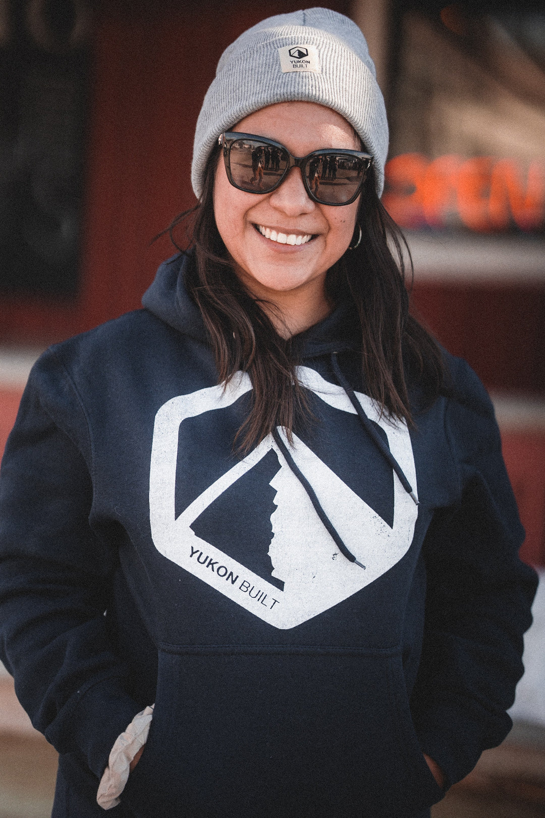 Classic Distressed Logo Hoodie - Navy