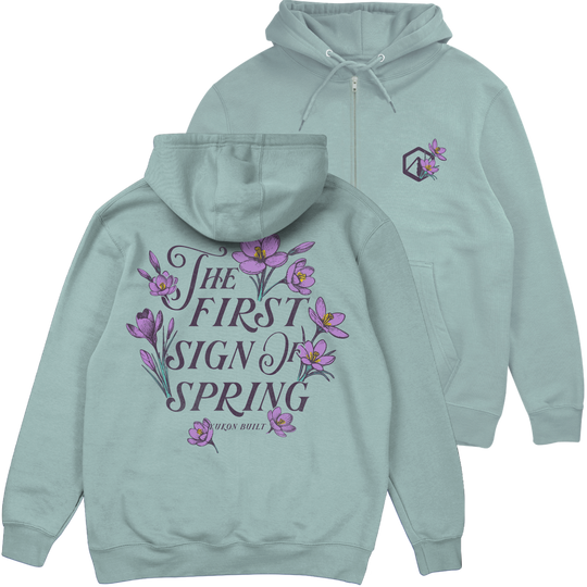 First Sign of Spring Full Zip Hoodie - Seafoam